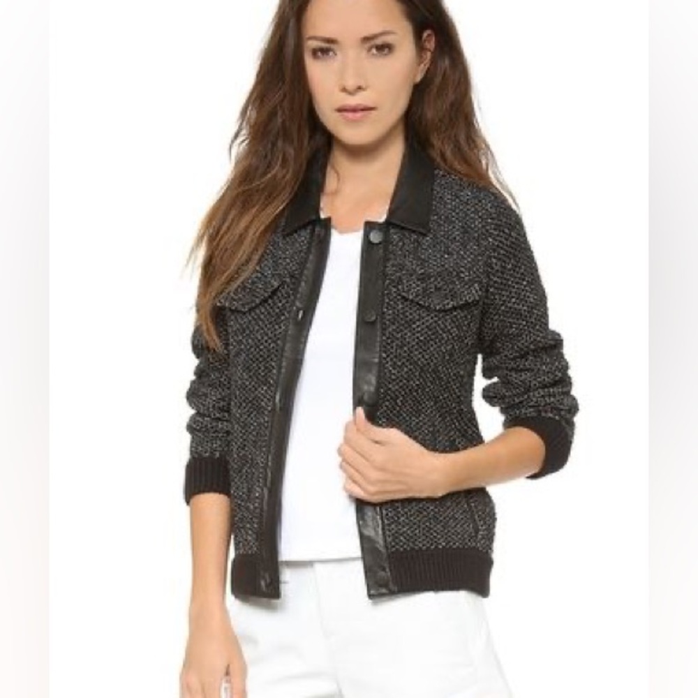 rag & bone Knit Lamb Leather Cardigan Jacket